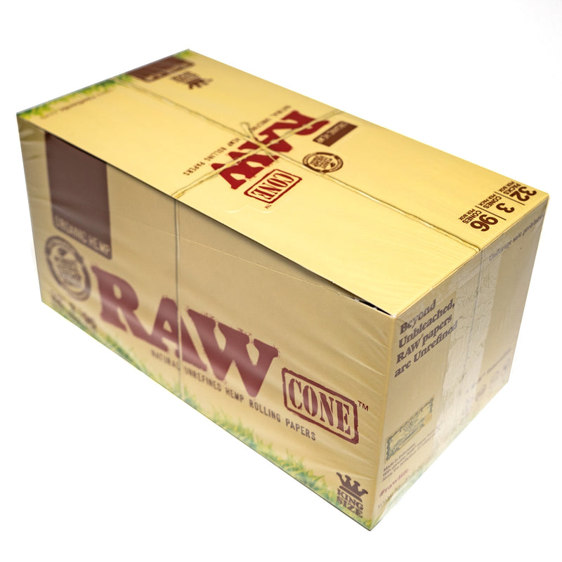 RAW - King Size Organic Hemp - 3 Cones - 32 Pack Box - The Cave
