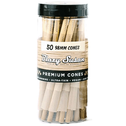 Blazy Susan - 98mm Pre Rolled Unbleached Cones - 50 Cones - The Cave