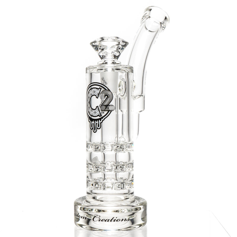 C2 Custom Creations - Triple Ratchet Bubbler - 45mm - White Seed Label - The Cave