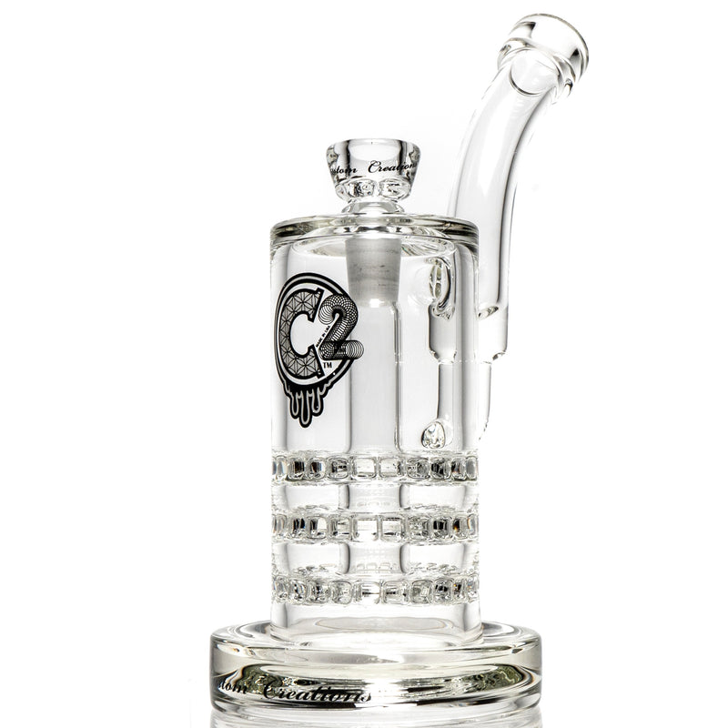 C2 Custom Creations - Triple Ratchet Bubbler - 65mm - White Seed Label - The Cave