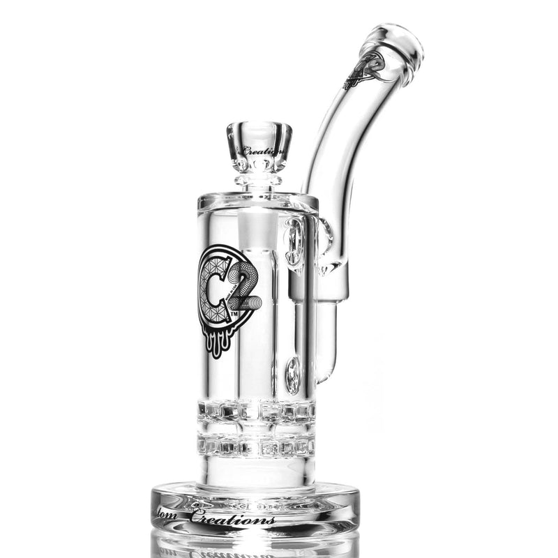C2 Custom Creations - Double Ratchet Bubbler - 50mm - White Seed Label - The Cave