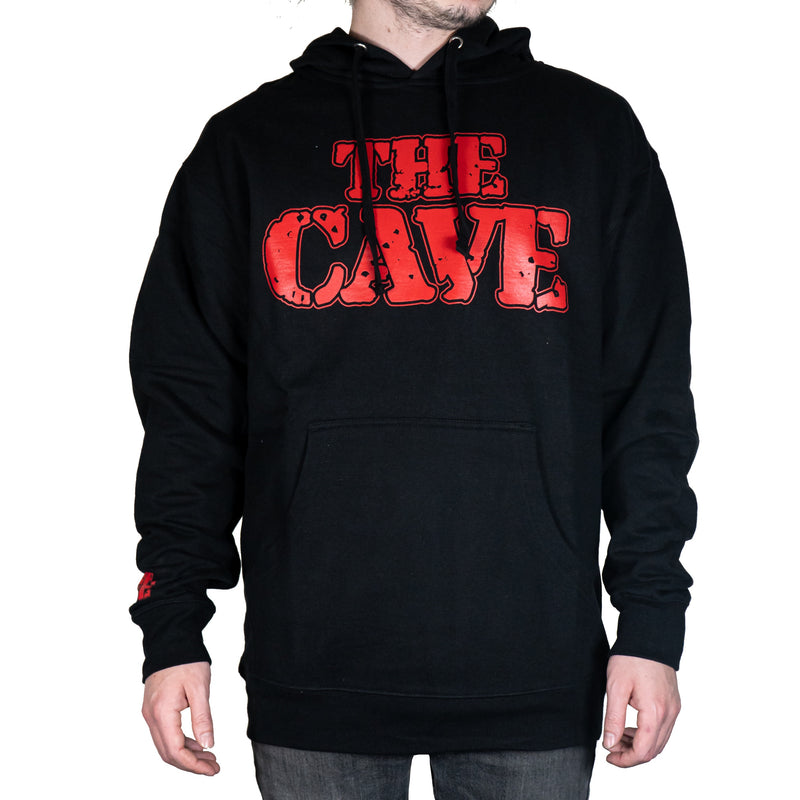 The Cave - Hooded Sweatshirt - Classic Logo - Black & Red - Large - The Cave