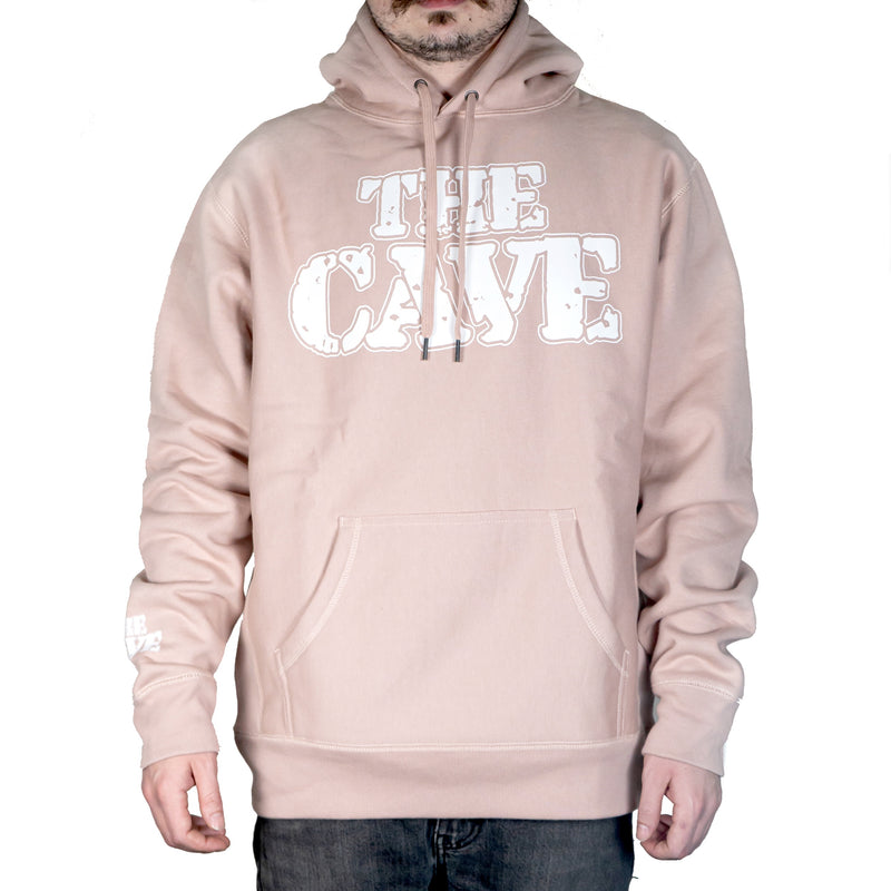 The Cave - Hooded Sweatshirt - Classic Logo - Dust Pink & White - Medium - The Cave