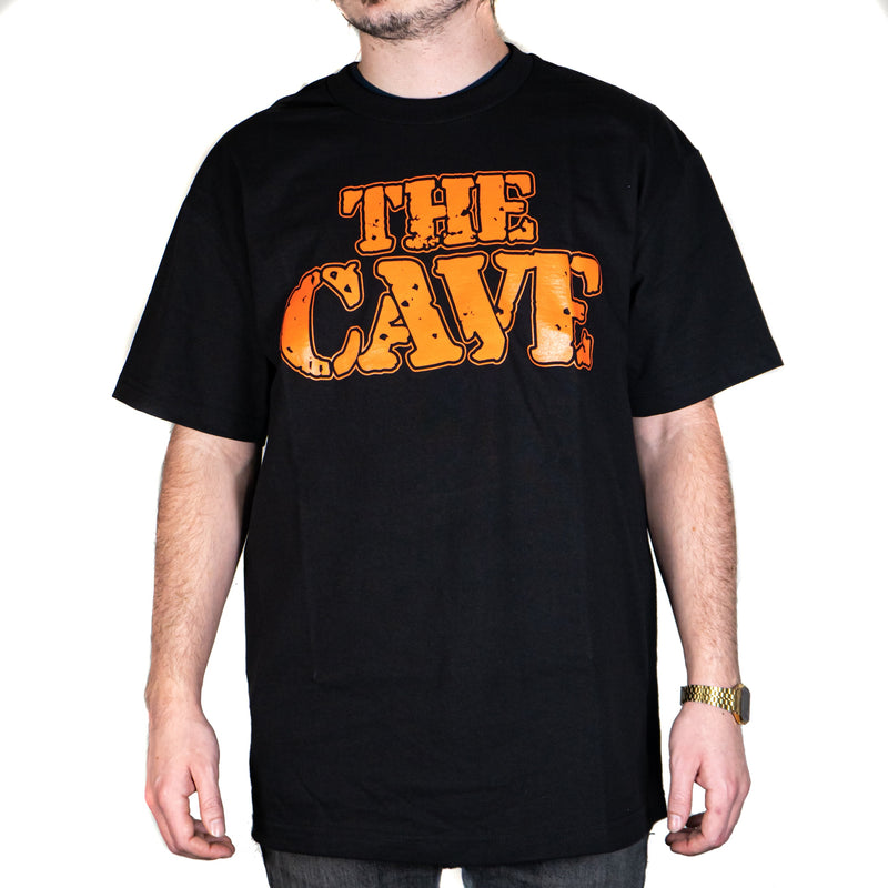 The Cave - T-Shirt - Classic Logo - Black & Orange - Small - The Cave