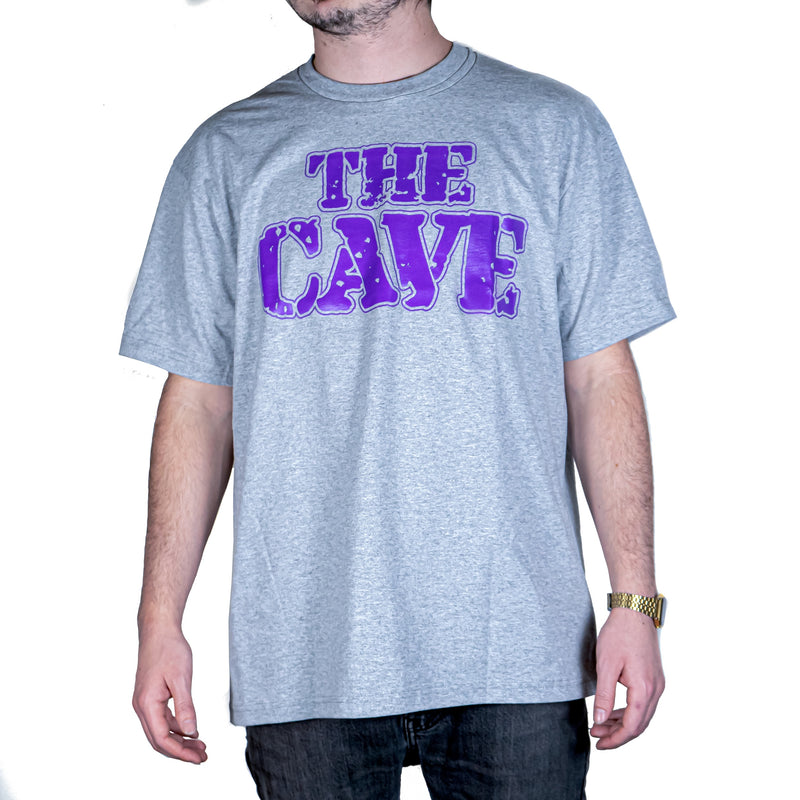 The Cave - T-Shirt - Classic Logo - Heather Grey & Purple - Large - The Cave