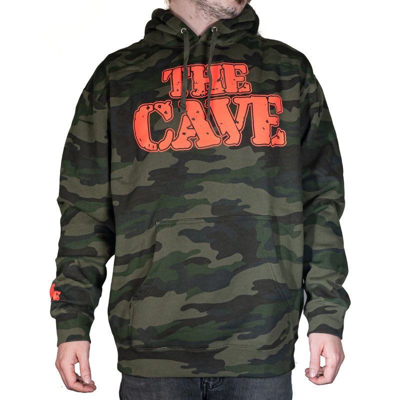 The Cave - Hooded Sweatshirt - Classic Logo - Camo & Infrared - Small - The Cave