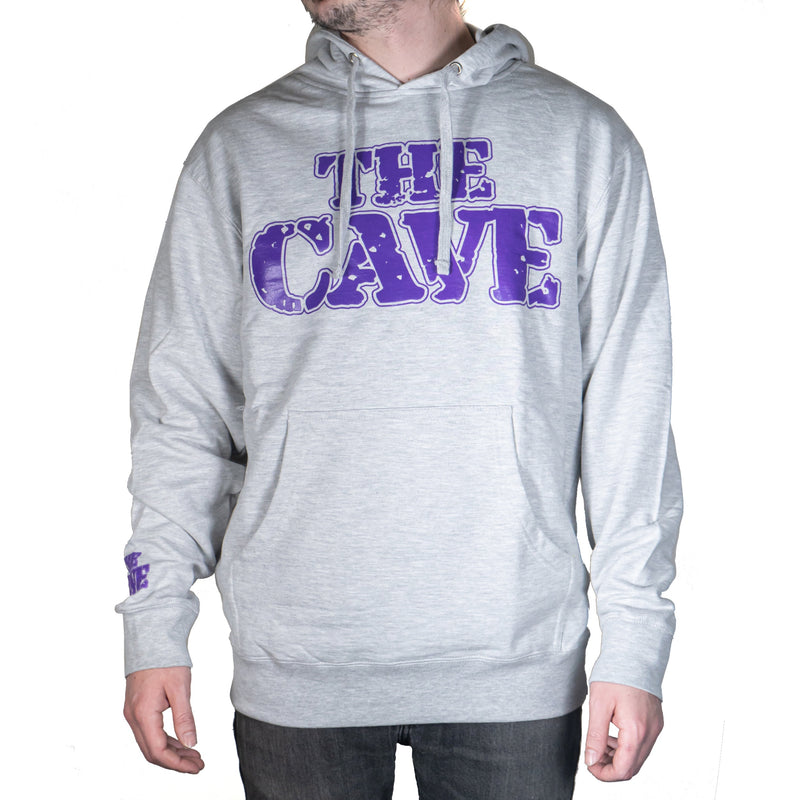 The Cave - Hooded Sweatshirt - Classic Logo - Heather Grey & Purple - Large - The Cave