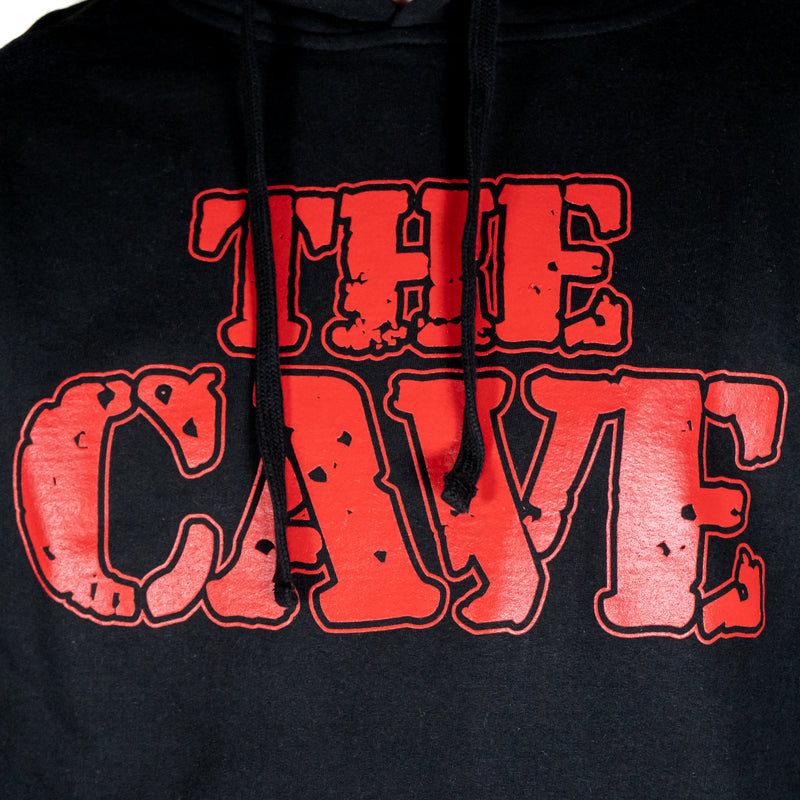 The Cave - Hooded Sweatshirt - Classic Logo - Black & Red - Large - The Cave