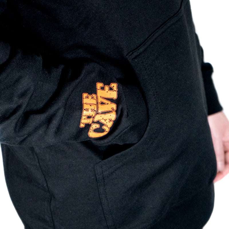 The Cave - Hooded Sweatshirt - Classic Logo - Black & Orange - Large - The Cave