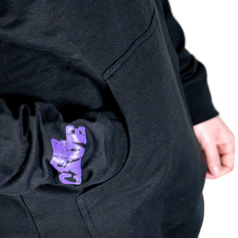 The Cave - Hooded Sweatshirt - Classic Logo - Black & Purple - XL - The Cave