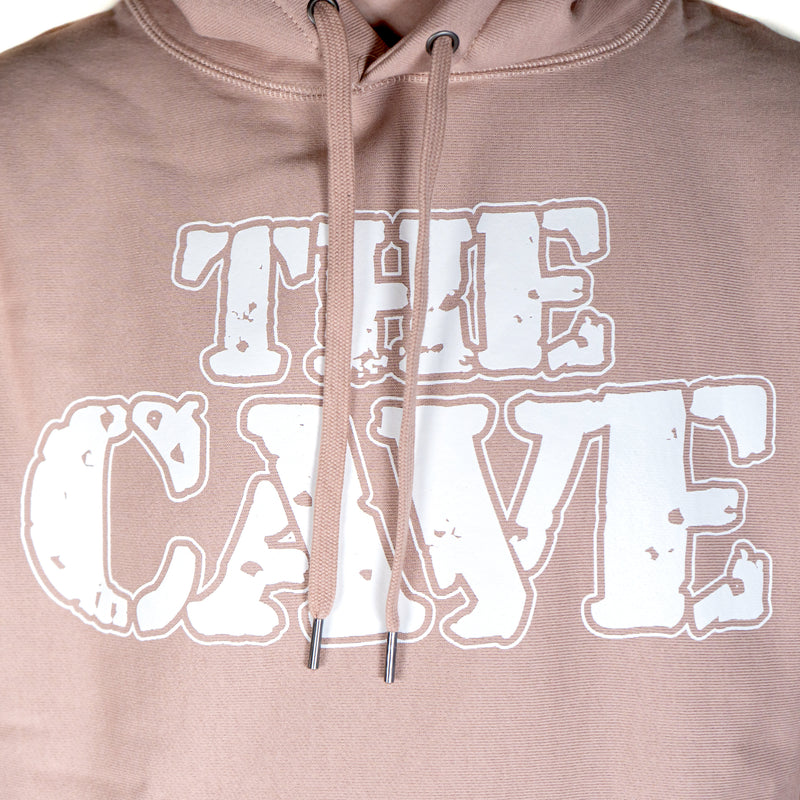 The Cave - Hooded Sweatshirt - Classic Logo - Dust Pink & White - Large - The Cave