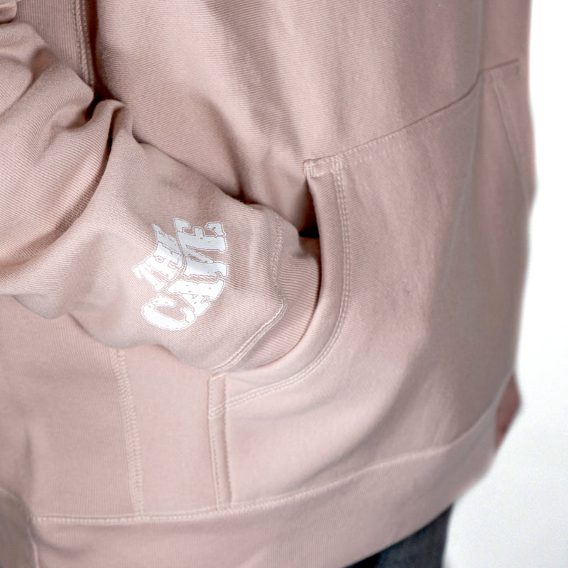 The Cave - Hooded Sweatshirt - Classic Logo - Dust Pink & White - Medium - The Cave