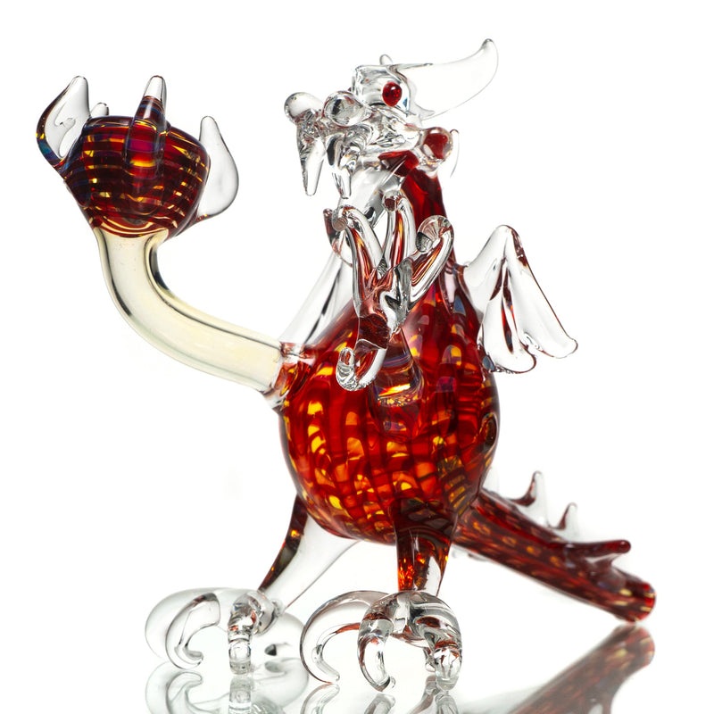 Daniels Glass Art - Standing Dragon Dry Pipe - Red w/ Fume - The Cave