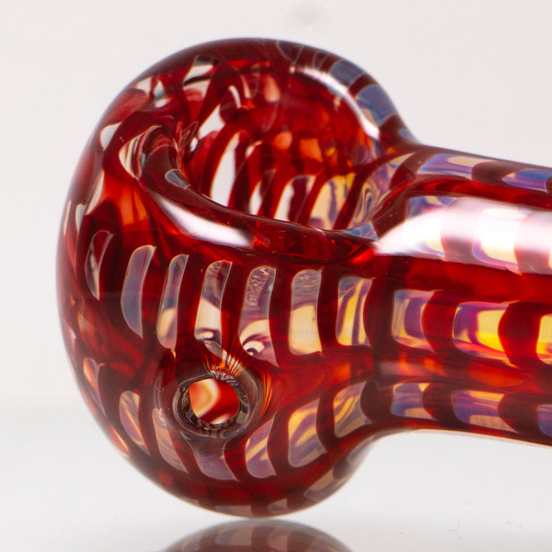 Daniels Glass Art - Fume & Rake Spoon Pipe - Red - The Cave