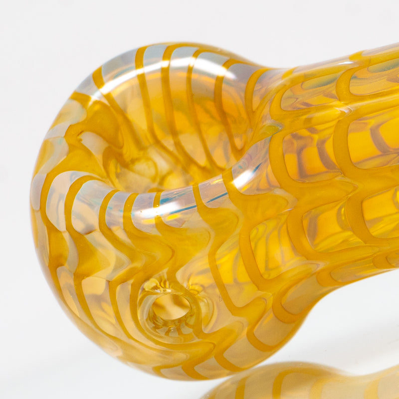 Daniels Glass Art - Fume & Rake Spoon Pipe - Yellow - The Cave