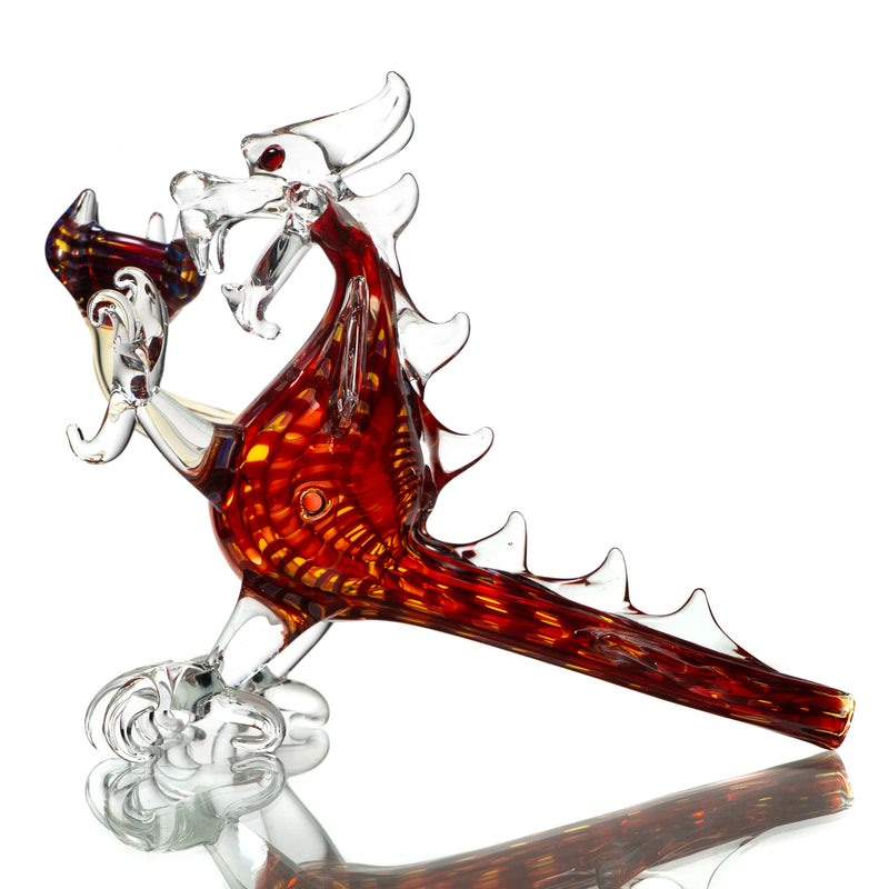 Daniels Glass Art - Standing Dragon Dry Pipe - Red w/ Fume - The Cave