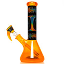 Ill Glass - Custom Mini Beaker - Transparent Orange w/ Rainbow Linework - The Cave