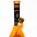 Ill Glass - Custom Mini Beaker - Transparent Orange w/ Rainbow Linework - The Cave