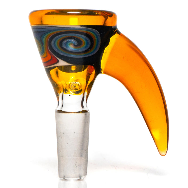 Ill Glass - Custom Mini Beaker - Transparent Orange w/ Rainbow Linework - The Cave