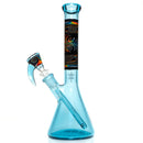 Ill Glass - Custom Mini Beaker - Transparent Blue w/ Rainbow Linework - The Cave