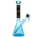 Ill Glass - Custom Mini Beaker - Transparent Blue w/ Rainbow Linework - The Cave