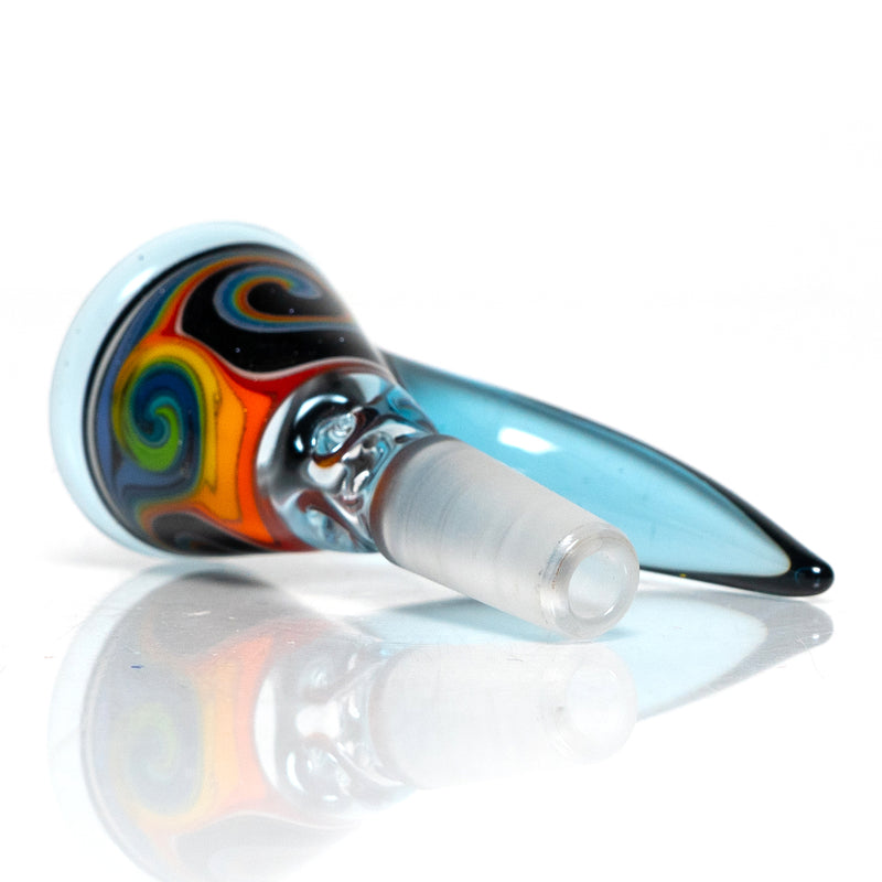 Ill Glass - Custom Mini Beaker - Transparent Blue w/ Rainbow Linework - The Cave