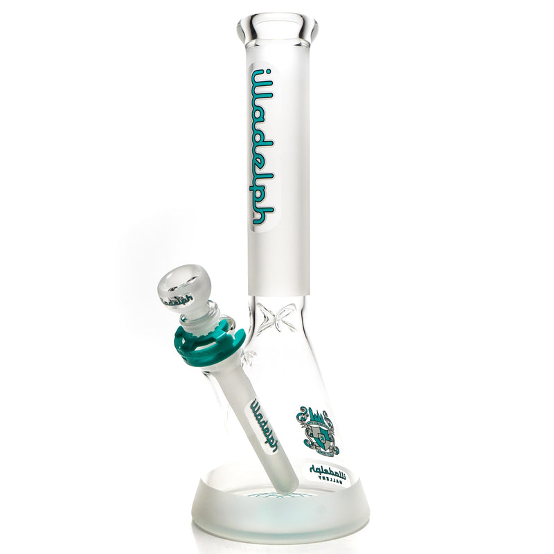 Illadelph - Mini Beaker - Frosted Signature Series - Teal & White Label 5mm - The Cave