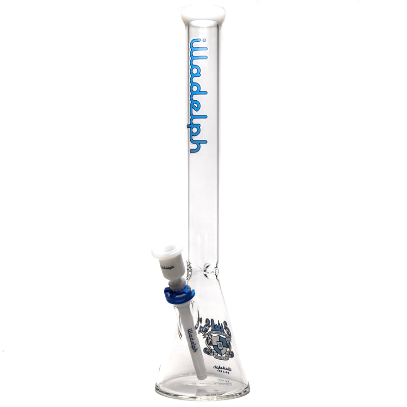 Illadelph - Tall Beaker - Blue & White Label - White Bead Accent 5mm - The Cave