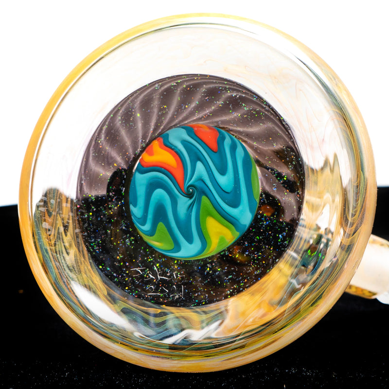 Jakers Glass - Worked Mini Beaker - Crushed Opal & Rainbow Linework - The Cave