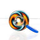 K2 Glass - Worked Slide - 14mm - Fire & Ice Wag w/ Blue Cheese Handle - The Cave