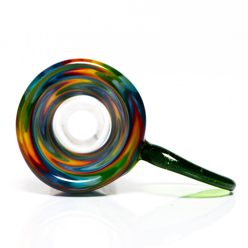 K2 Glass - Worked Snap Slide - 14mm - Rainbow Wag w/ Green Stardust Handle