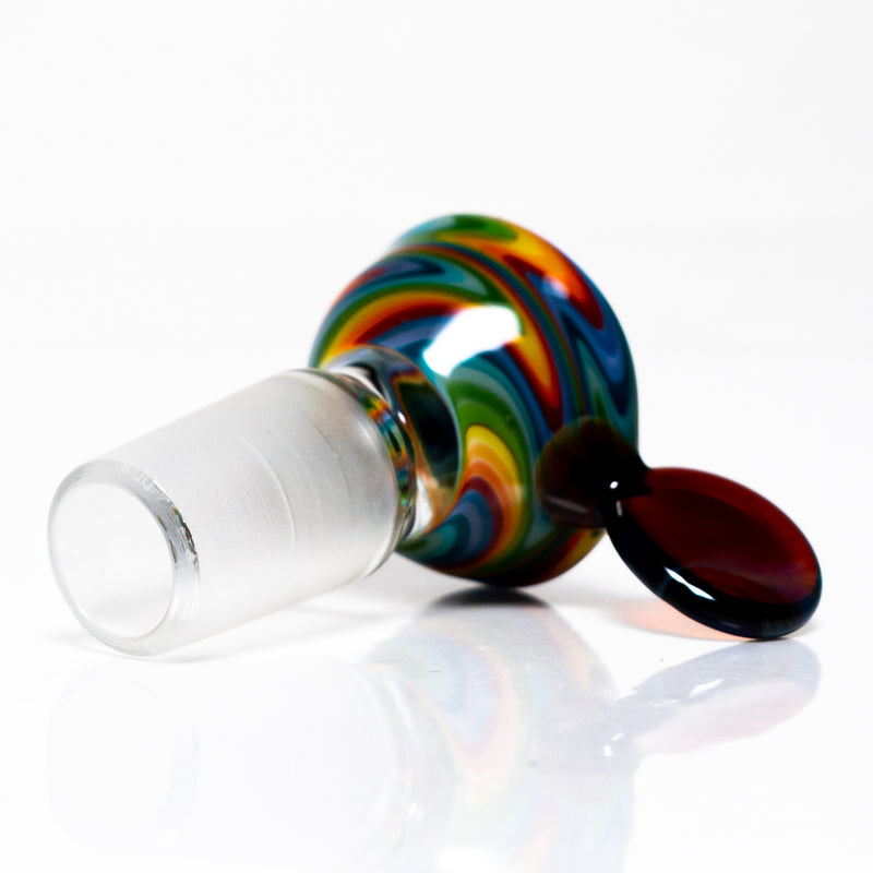 K2 Glass - Worked Snap Slide - 14mm - Rainbow Wag w/ Amber Purple Handle