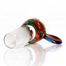 K2 Glass - Worked Snap Slide - 14mm - Fire & Earth Wag w/ Amber Purple Handle