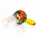 K2 Glass - Worked Snap Slide - 14mm - Fire & Earth Wag w/ NS Yellow Handle - The Cave