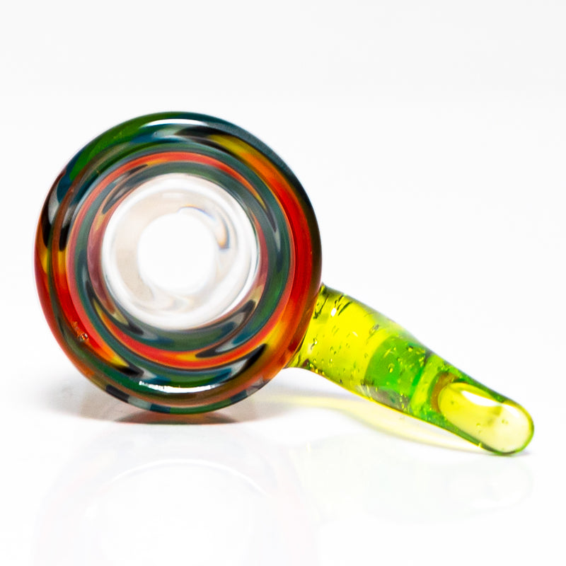 K2 Glass - Worked Snap Slide - 14mm - Fire & Earth Wag w/ Slyme Horn - The Cave