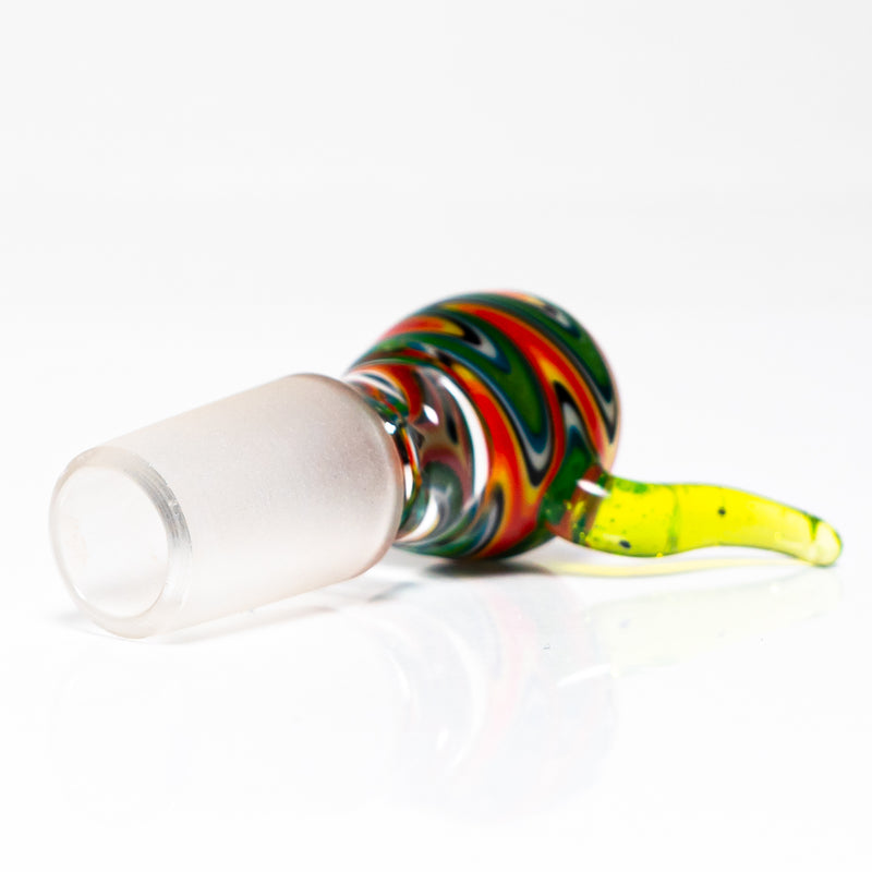 K2 Glass - Worked Snap Slide - 14mm - Fire & Earth Wag w/ Slyme Horn - The Cave