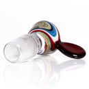 K2 Glass - Worked Snap Slide - 14mm - Red, White, Blue & Steel Wag w/ Red Elvis Handle