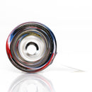 K2 Glass - Worked Snap Slide - 14mm - Red, White, Blue & Steel Wag w/ White Handle - The Cave