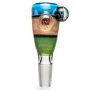 Keys Glass - Push Slide - 14mm - Assault Betty - Sparkle Blue & Orange - The Cave