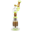 Leisure - Worked Diffy 13 Arm Double Bubbler - Slyme w/ Rasta Retti - The Cave
