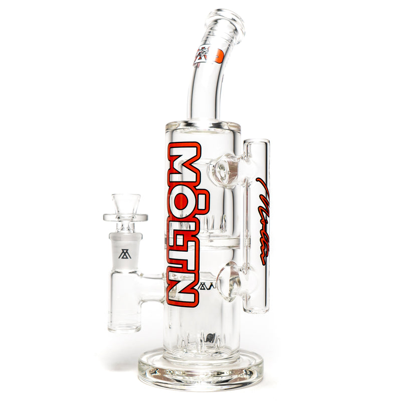 Moltn Glass - Fifty Bubbler - Double Can Perc - Red Outline Label - The Cave