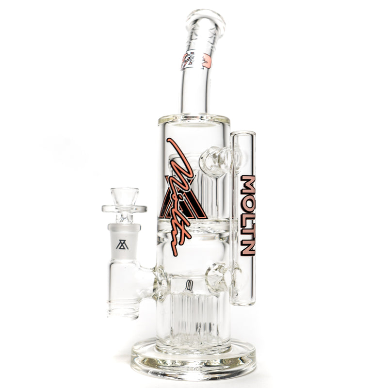 Moltn Glass - Fifty Bubbler - Double Tree Perc - Pink Signature Label - The Cave