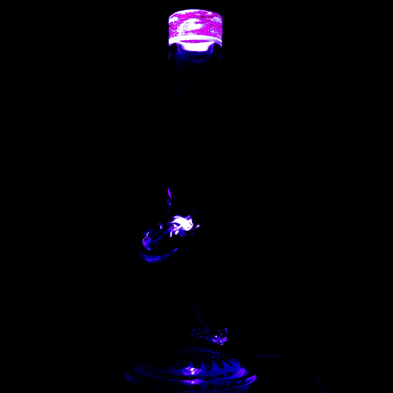 Nes Glass - Mini Tube - Reversal Bottom - Fire Water w/ Red & Purple Wag - The Cave