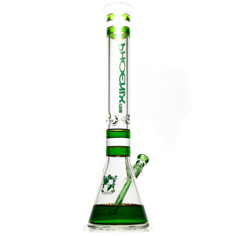 Phoenix Star - 18" Triple Band Beaker - 7mm - Green & White Accents - The Cave
