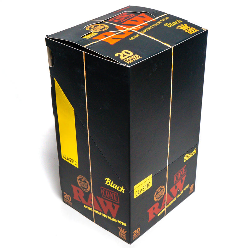 RAW - King Size Black - 20 Cones - 12 Pack Box - The Cave