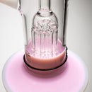 ROOR.US - Fixed Bubbler - 10 Arm Tree Perc - Pink & White - White Label - The Cave