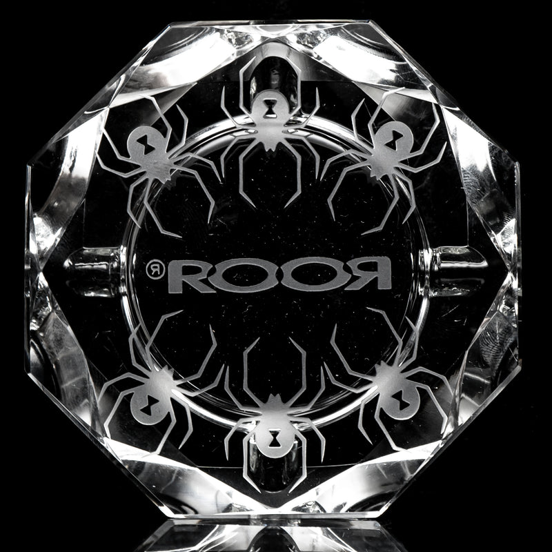 ROOR.US - Glass Crystal Cut Ashtray - ROOR Strain - White Widow - The Cave