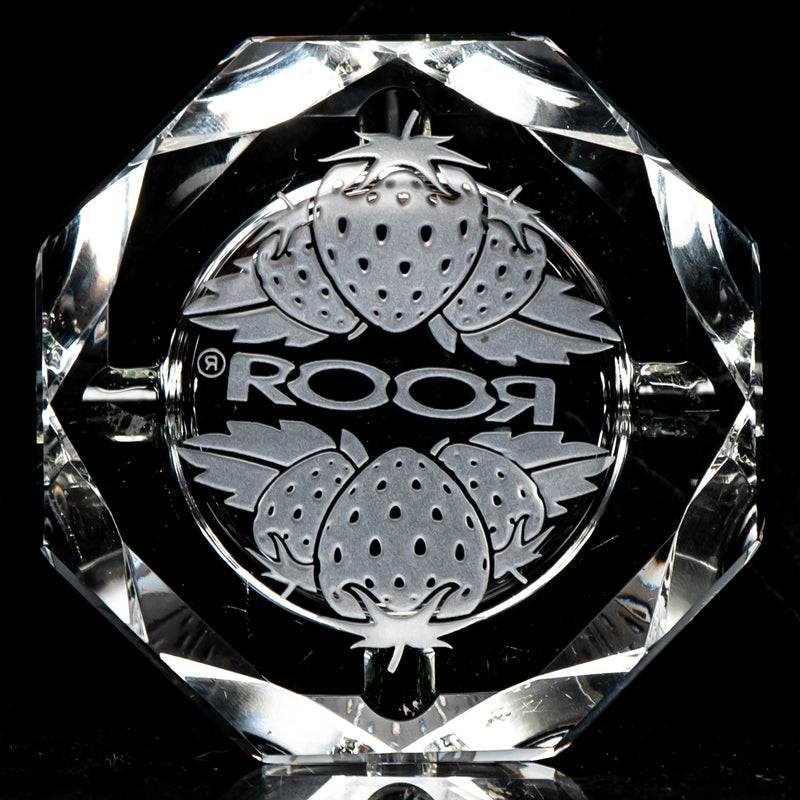 ROOR.US - Glass Crystal Cut Ashtray - ROOR Strain - Strawberry Dream - The Cave
