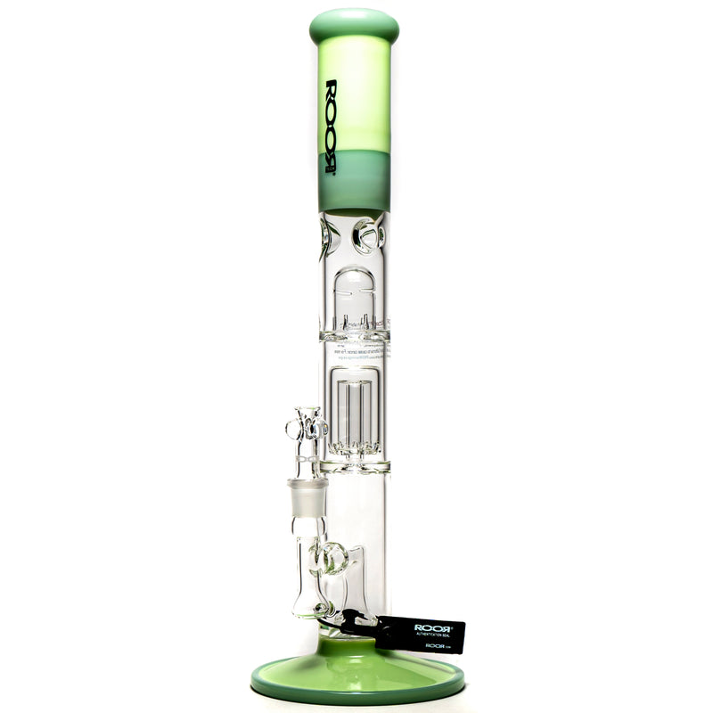 ROOR.US - 18” Fixed Straight - Barrel Perc - Milky Mint & Slime - Black Label - The Cave