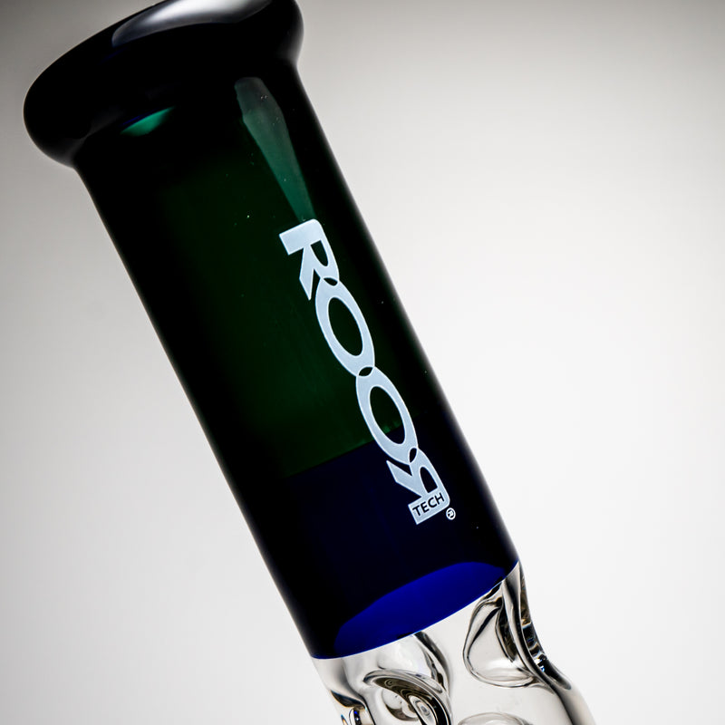 ROOR.US - 21" Inline Tube - 10 Arm Tree Perc - Blue & Green - White Label - The Cave